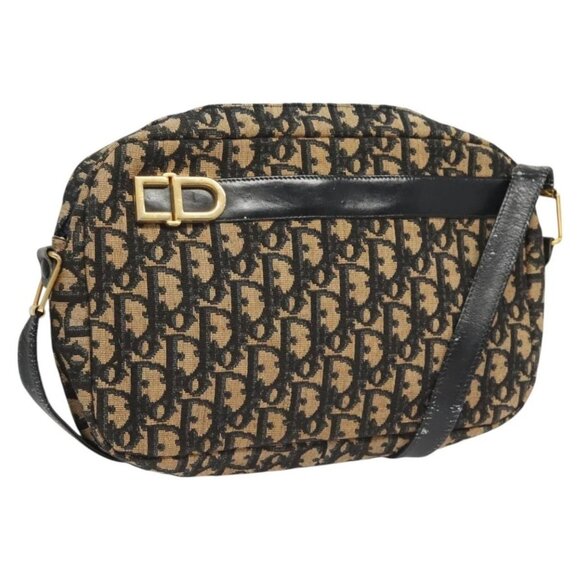 Christian Dior Trotter Canvas Shoulder Bag Navy Gold - Picture 1 of 16